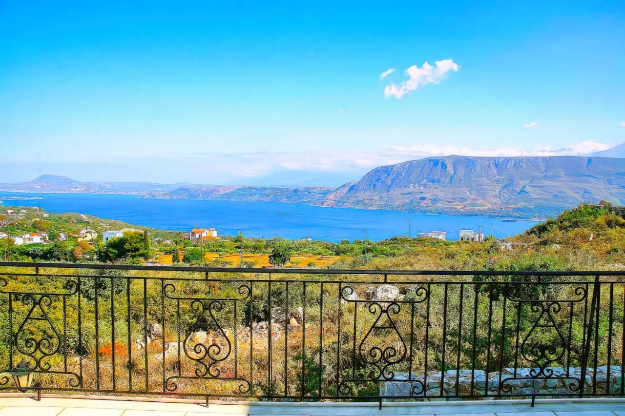 Villa Afroditi In Chania Near Airport With Private Pool, Free Wi-Fi, Souda Bay Views, Garden Oasis Kounoupidhiana Bagian luar foto