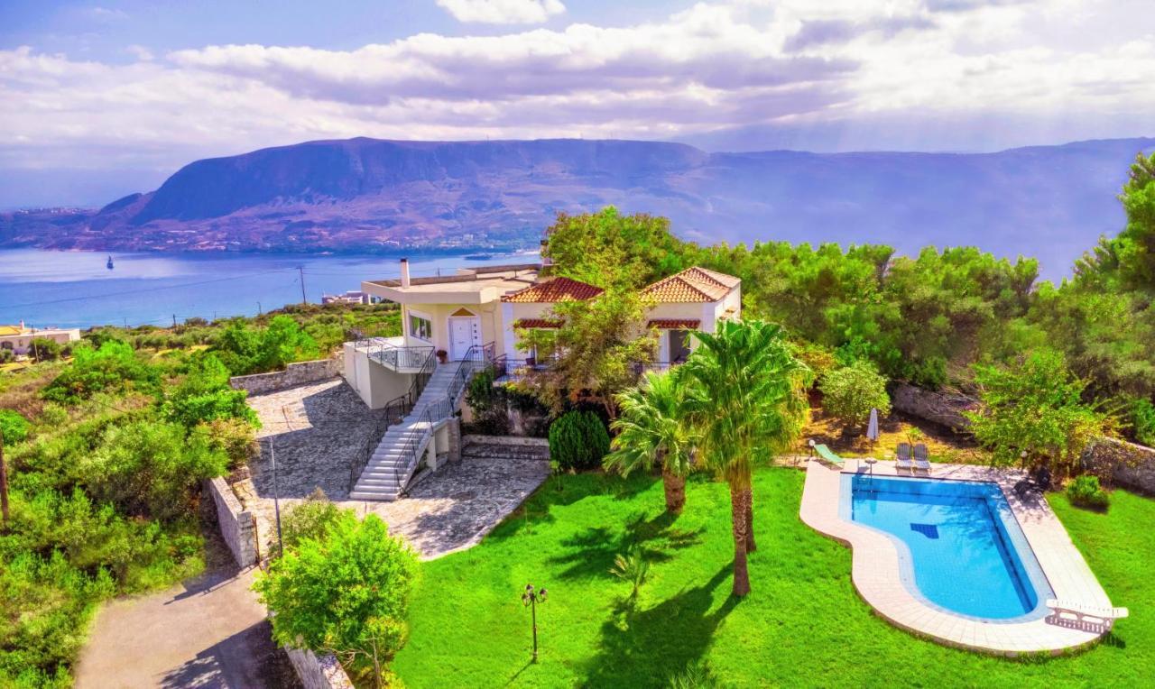 Villa Afroditi In Chania Near Airport With Private Pool, Free Wi-Fi, Souda Bay Views, Garden Oasis Kounoupidhiana Bagian luar foto